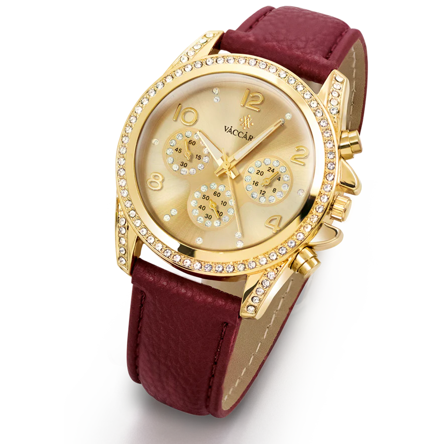 Damen-Geldbörse und Armbanduhr in Burgunderrot - Image 3