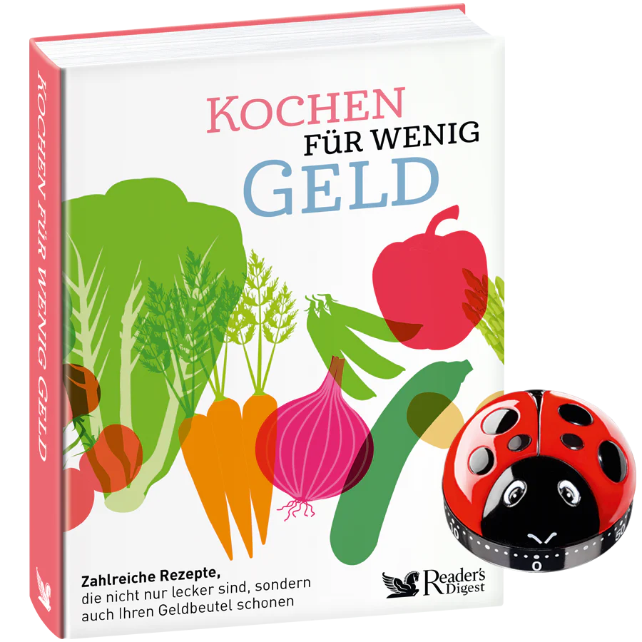 Im Set: Buch »Kochen für wenig Geld« + Küchentimer »Marienkäfer«