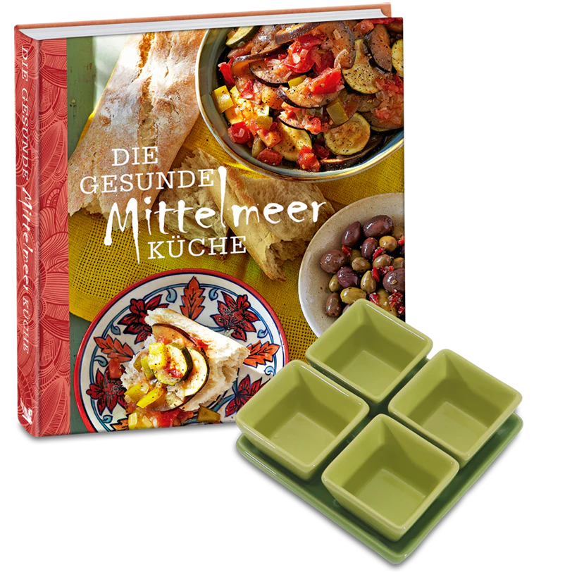 Set: Kochbuch »Die gesunde Mittelmeerküche« + Dip-Schalen